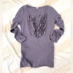 J. Crew Texture Rich Tuxedo Ribbon Henley in Orchid Shadow SZ SM